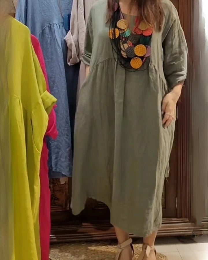 MANDIRA - COTTON AND LINEN DRESS