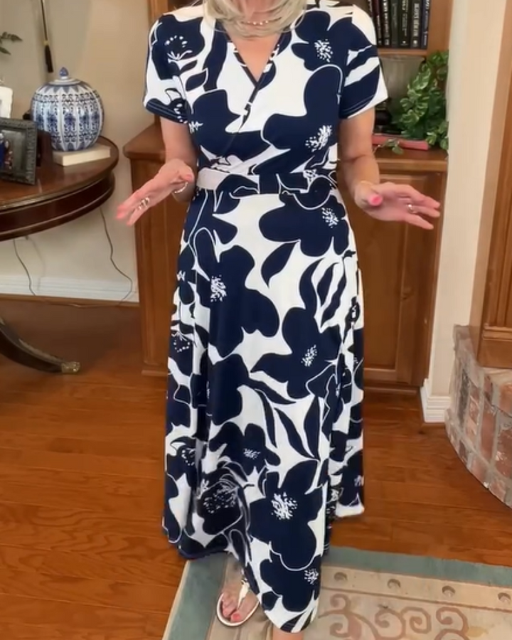 HAILEA - Printed Maxi Dress With Pockets
