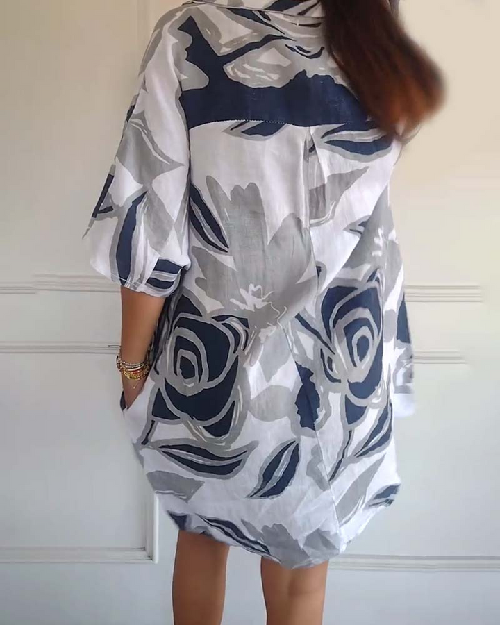 CLEMENCIA - FLORAL SHIRT DRESS