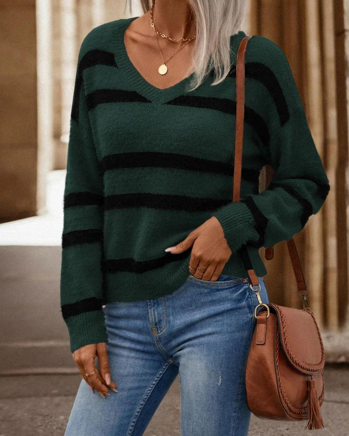 AVA - Drop Shoulder Striped Sweater