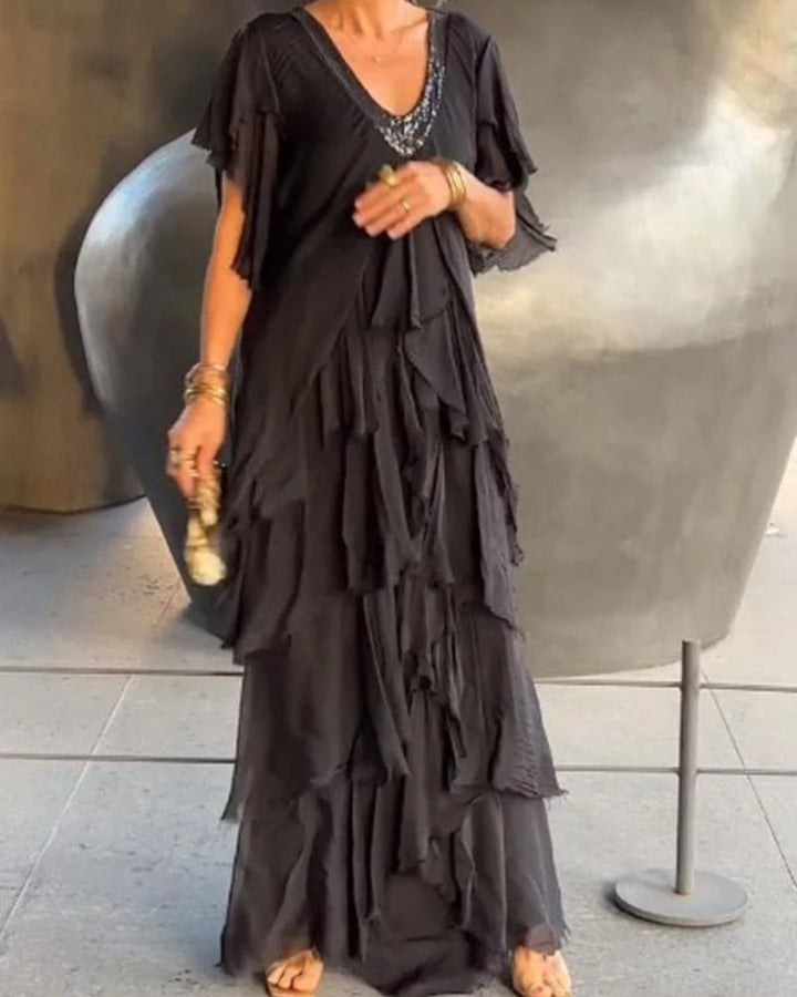 VALIERE - ELEGANT V-NECK DRESS