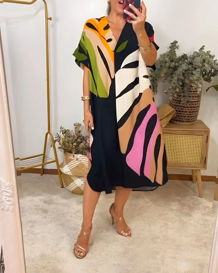 NERISA - Casual dress with colorful foliage print