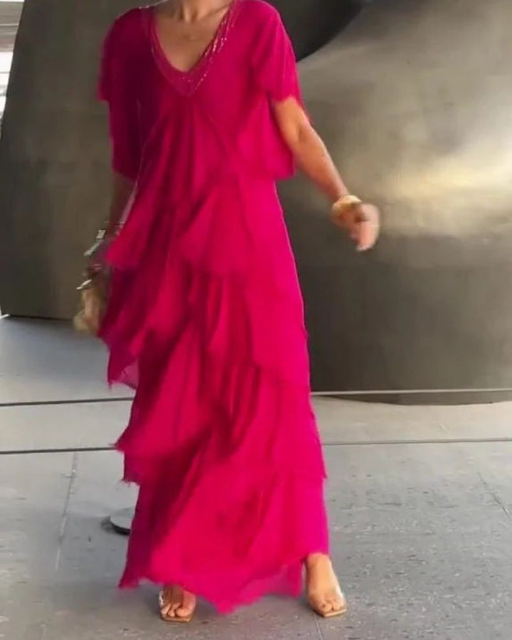 VALIERE - ELEGANT V-NECK DRESS