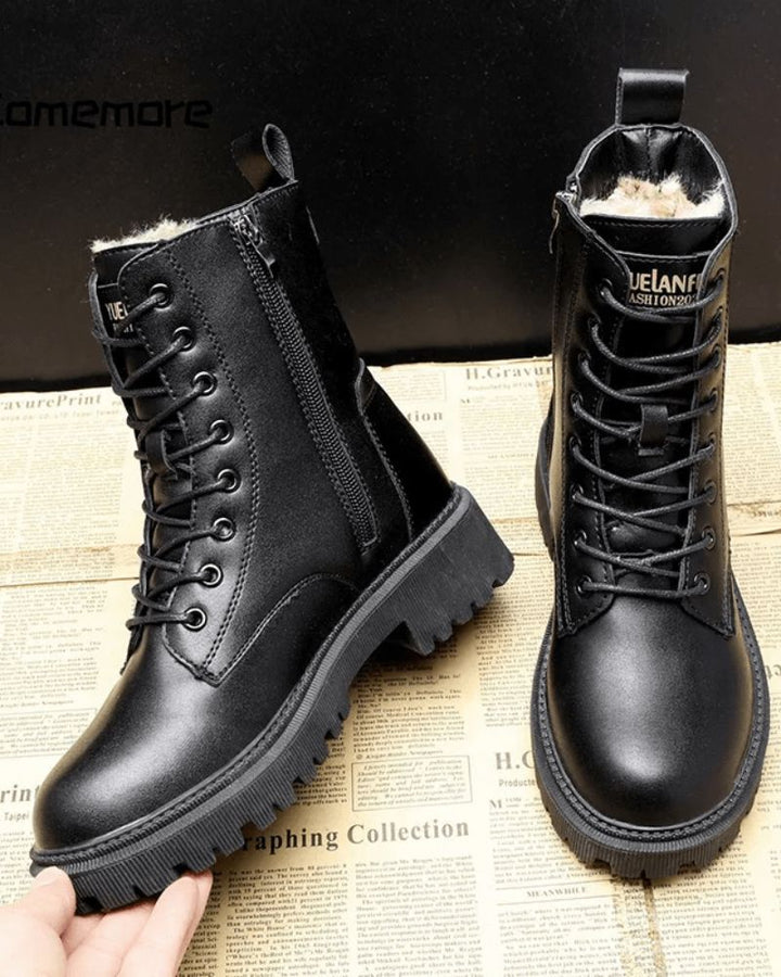 ANDREA - black leather winter boots