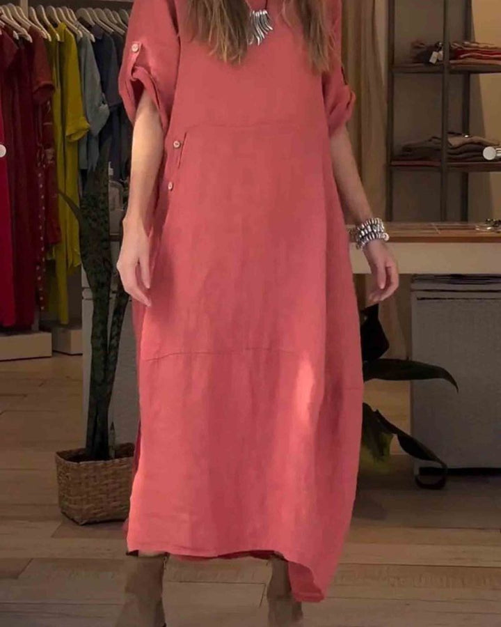 MYLAH - COTTON AND LINEN DRESS