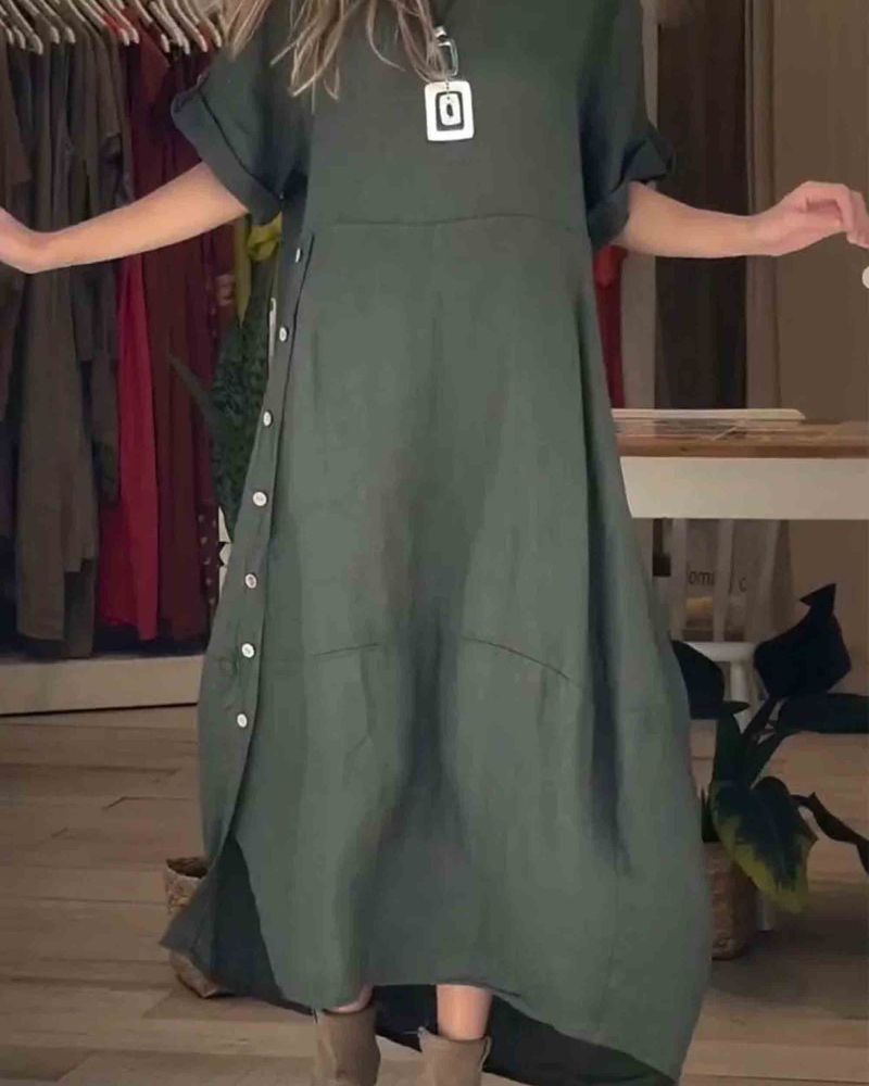 MYLAH - COTTON AND LINEN DRESS