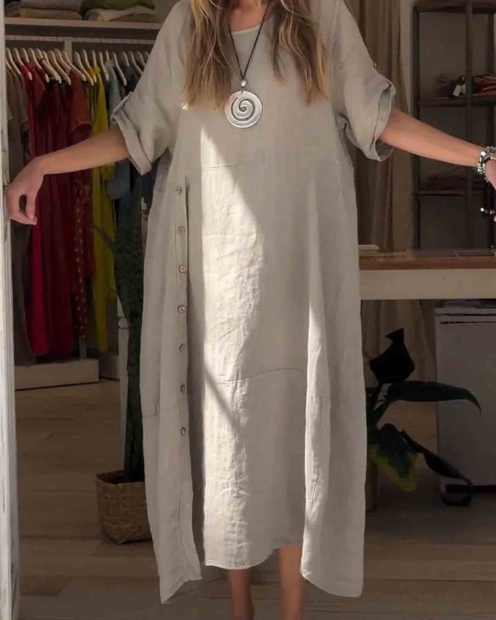 MYLAH - COTTON AND LINEN DRESS