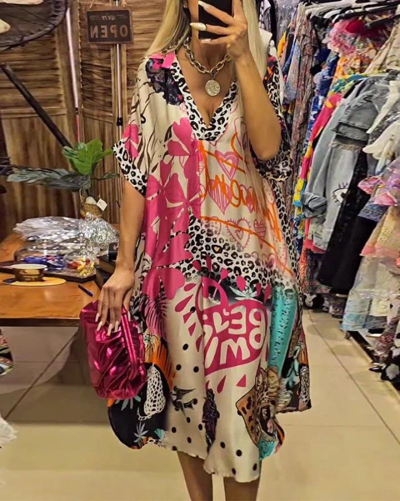 LUCIRA - Casual Dress with Colorful Leopard Print