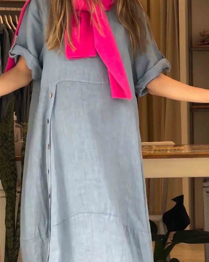 MYLAH - COTTON AND LINEN DRESS