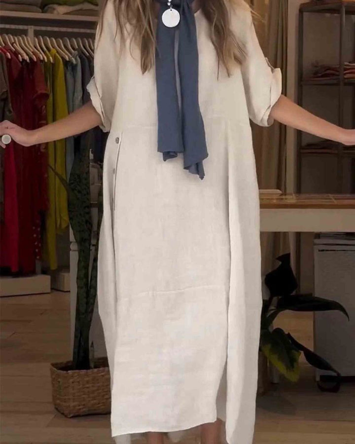 MYLAH - COTTON AND LINEN DRESS