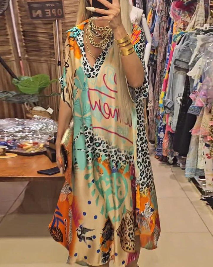 LUCIRA - Casual Dress with Colorful Leopard Print