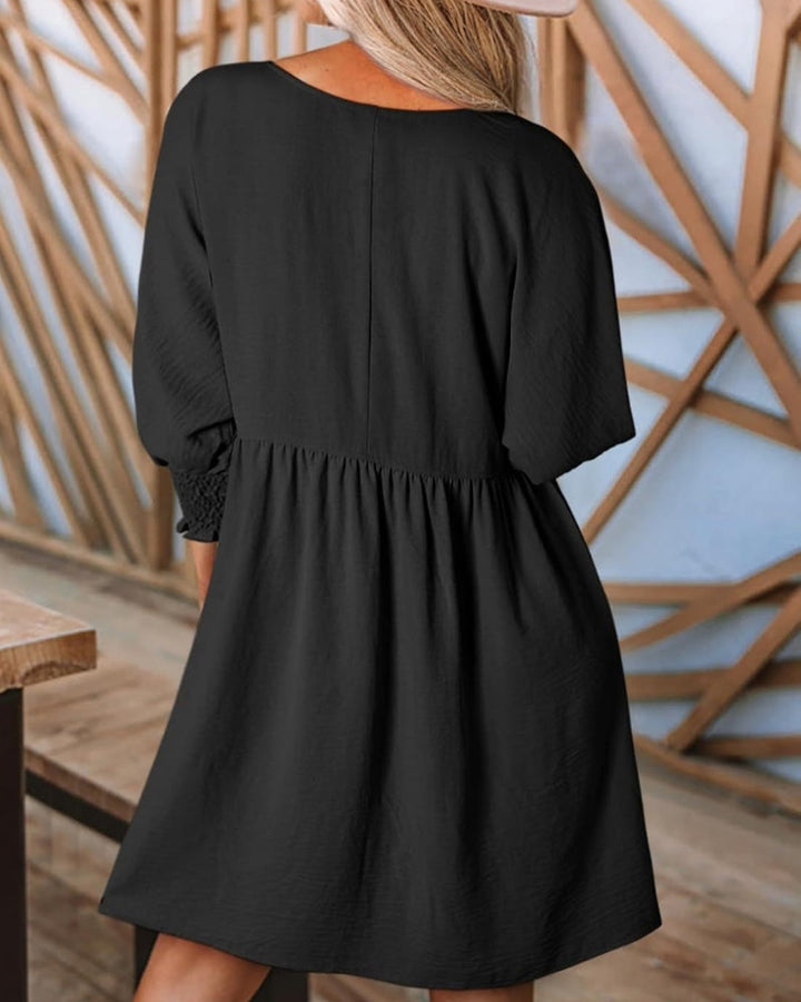 SAIDA - Casual 3/4 Sleeve Crew Neck Dress
