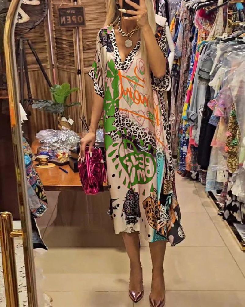 LUCIRA - Casual Dress with Colorful Leopard Print