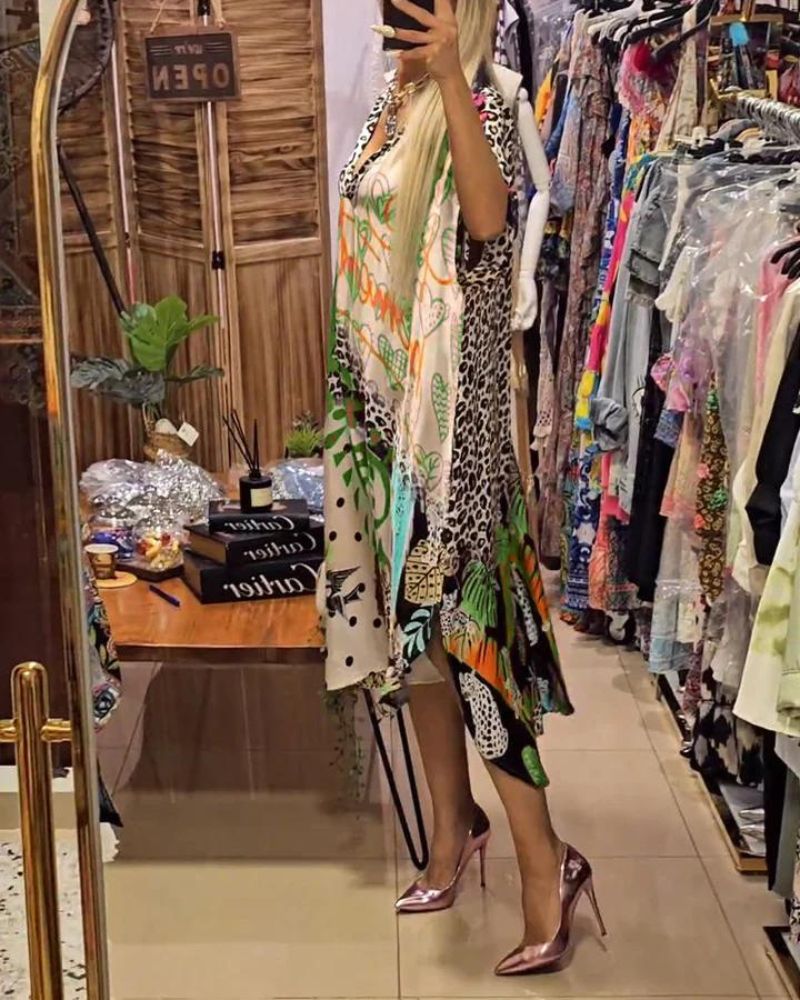 LUCIRA - Casual Dress with Colorful Leopard Print