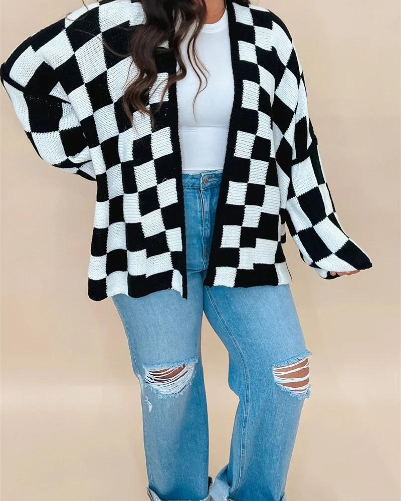 SARIL - Oversized Checkered Cardigan