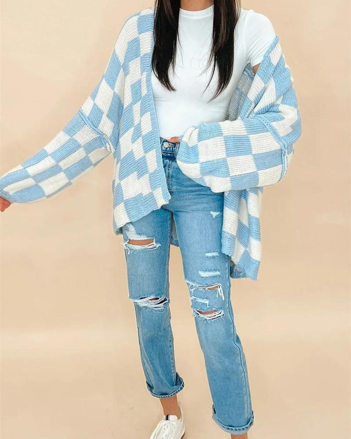 SARIL - Oversized Checkered Cardigan