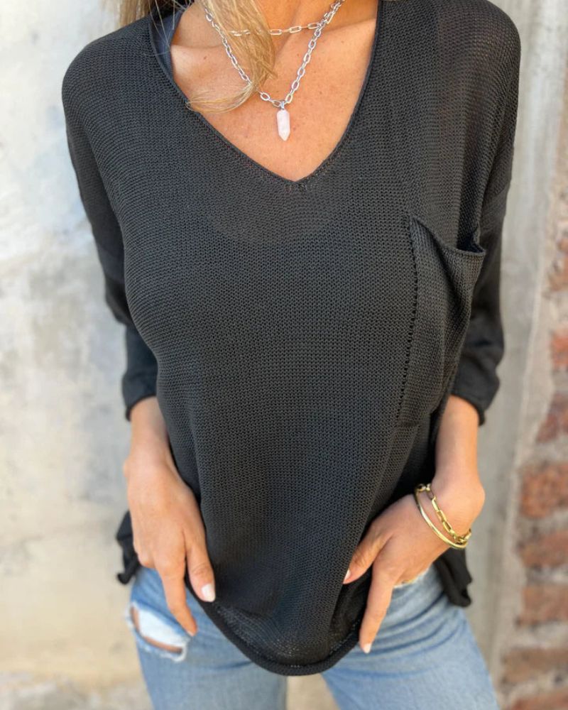 SALAS - CASUAL V-NECK BOHO TOP