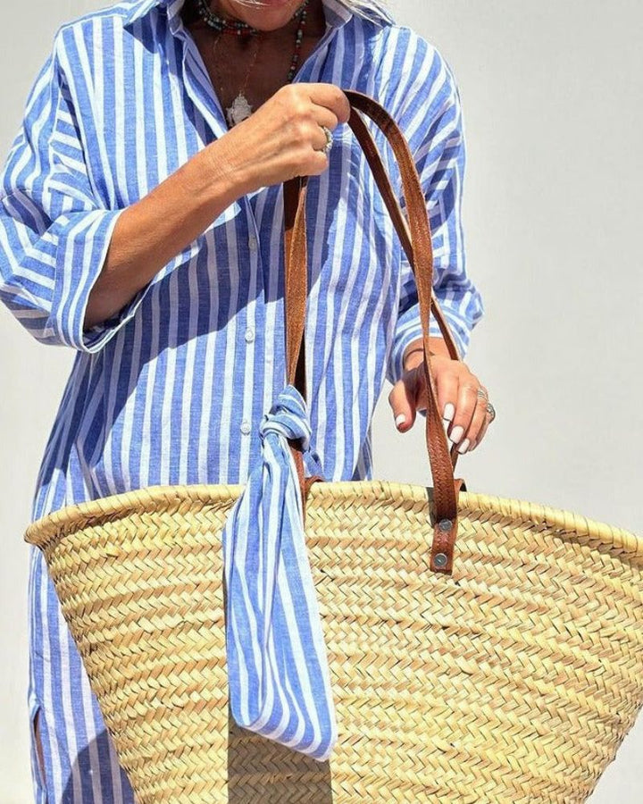 COLEN - CLASSIC STRIPED LACE-UP SHIRT DRESS