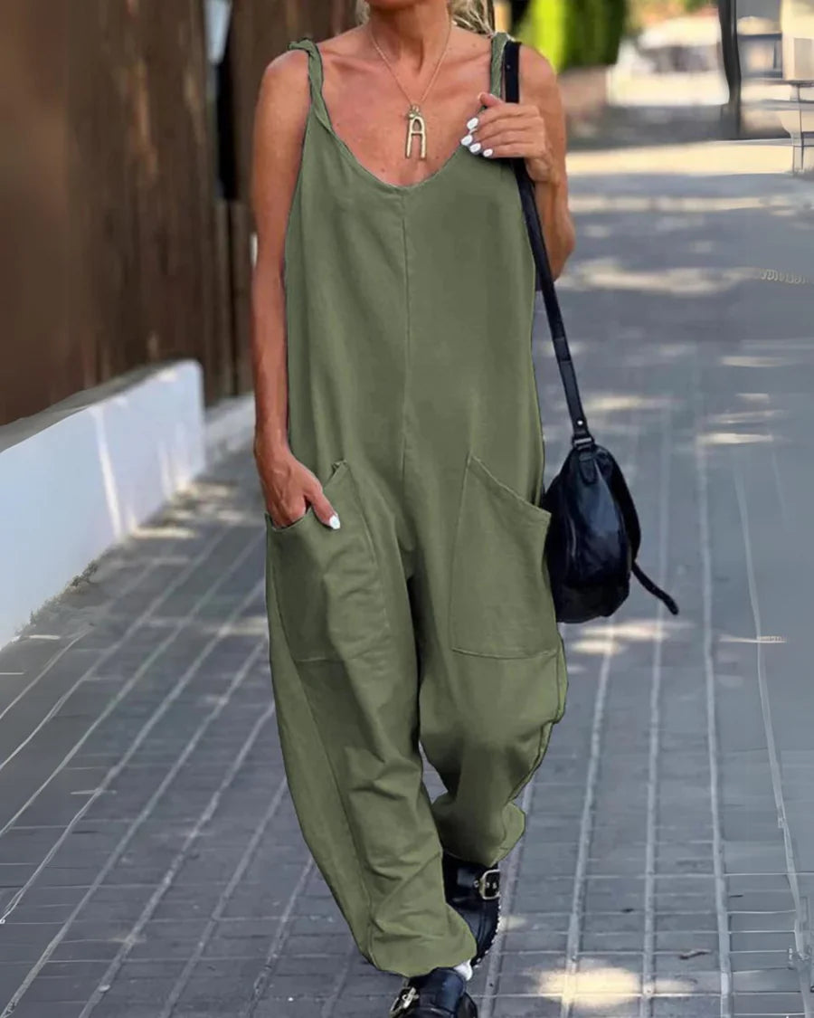 RELAXING BAY - SOLID COLOR CASUAL JUMPSUIT