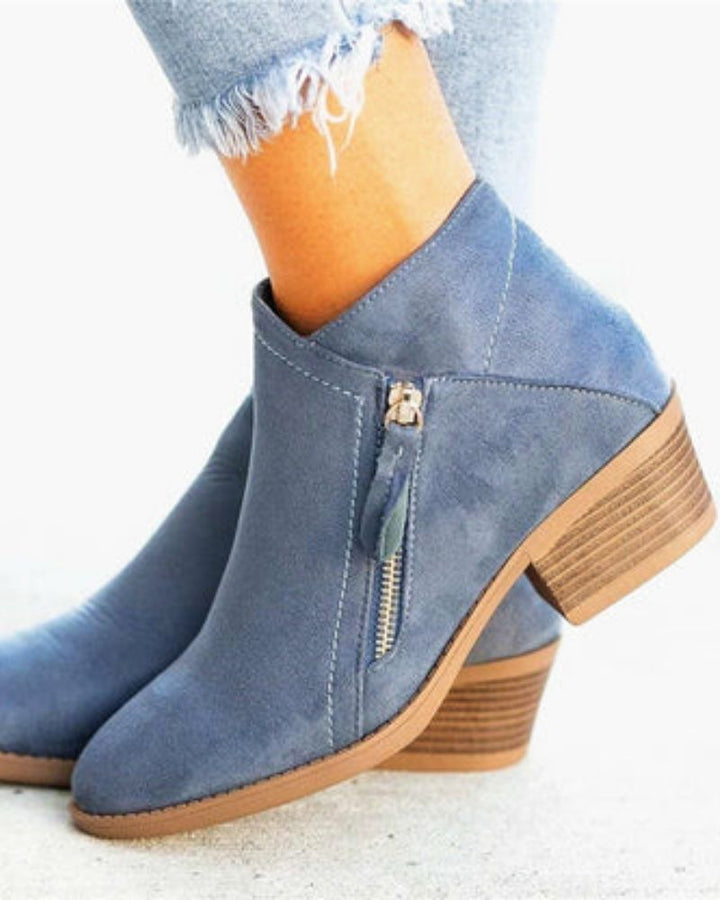 LORIA - Suede Boots with Thick Heels