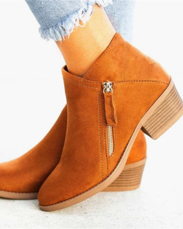 LORIA - Suede Boots with Thick Heels