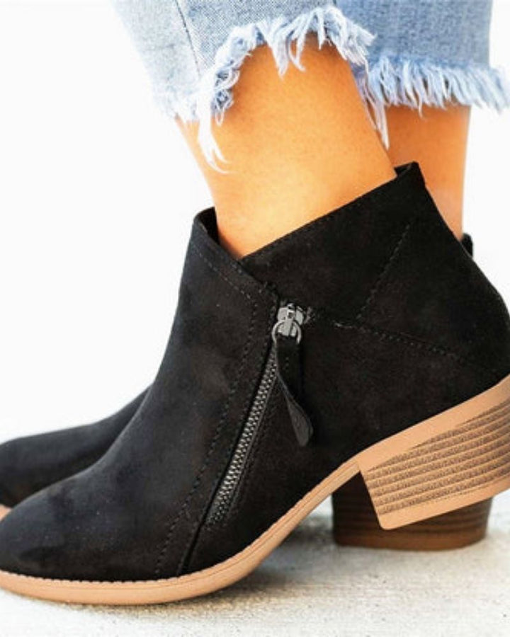 LORIA - Suede Boots with Thick Heels