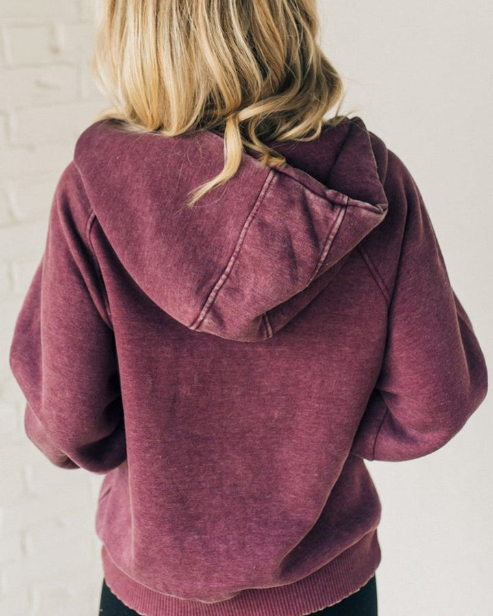 NALAS - Zip Henley Acid Wash Fleece Hoodie