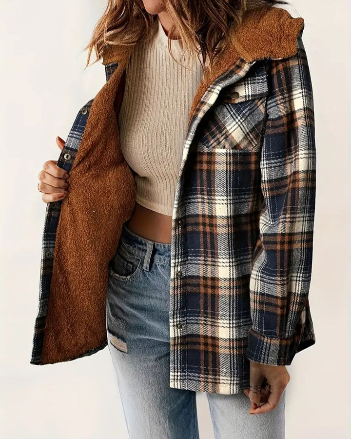 HILARY - Checkered Jacket with Sherpa Lining