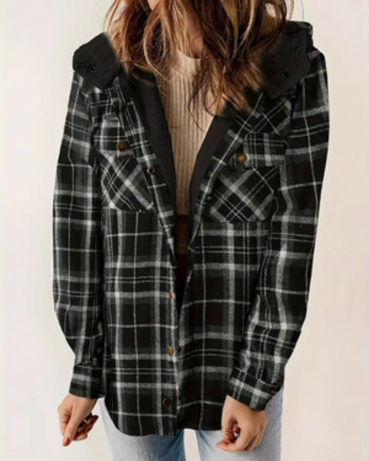 HILARY - Checkered Jacket with Sherpa Lining