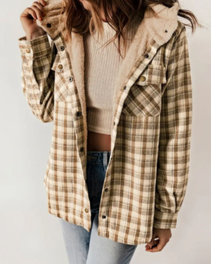 HILARY - Checkered Jacket with Sherpa Lining