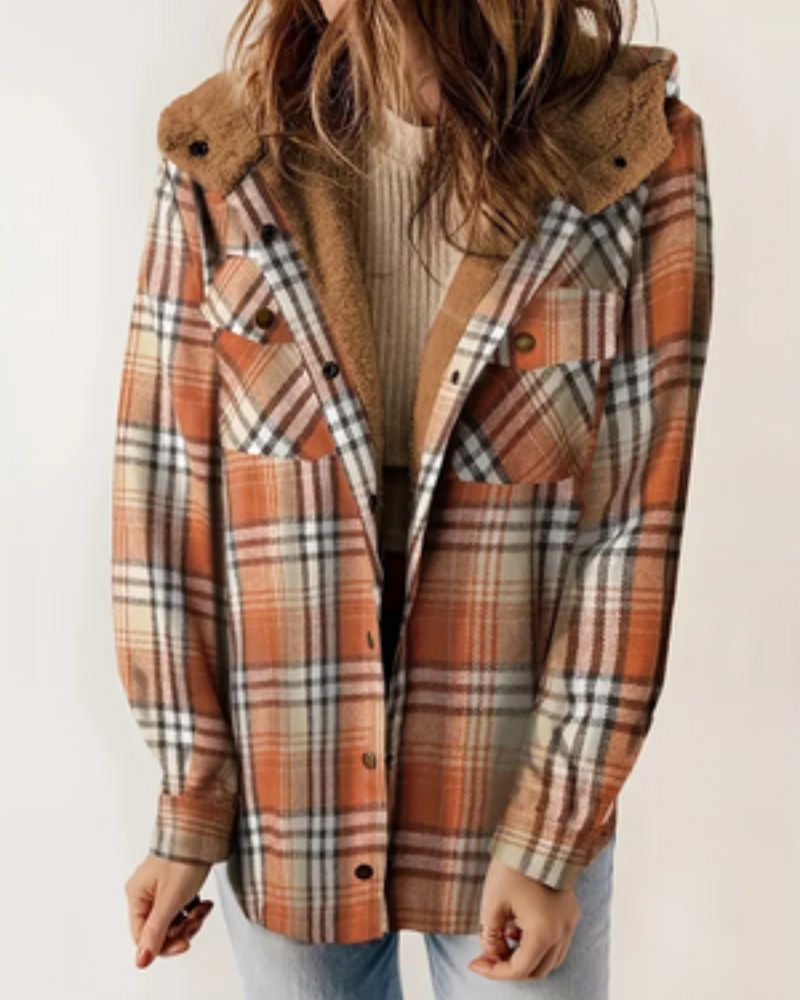 HILARY - Checkered Jacket with Sherpa Lining