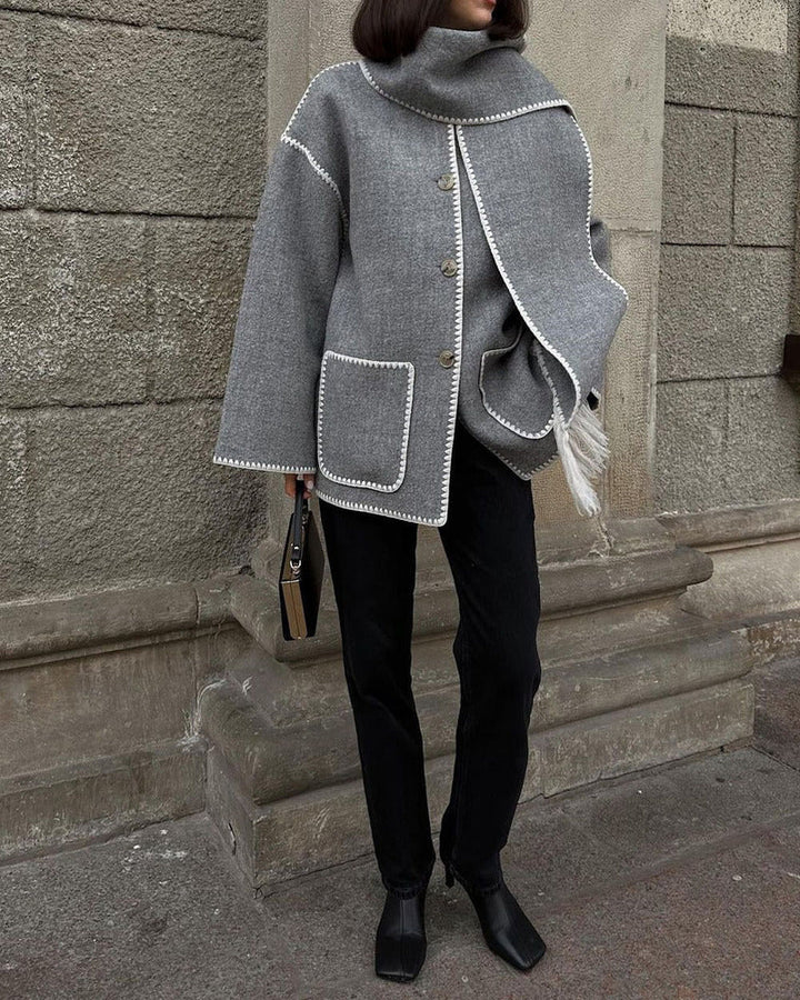 SUMA - Hepburn Style Woolen Cape Coat