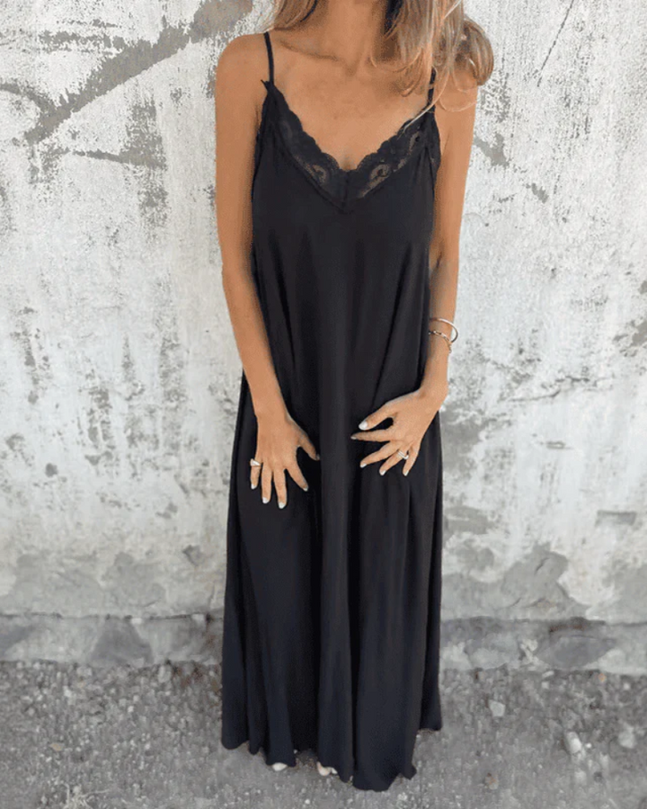 VANARA - ELEGANT LACE TRIM DRESS
